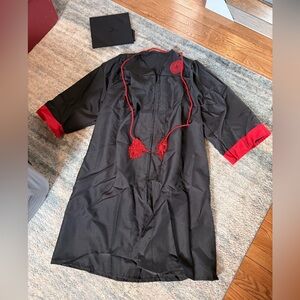 California University of Pennsylvania Black graduation cap/Gown with Red Trim